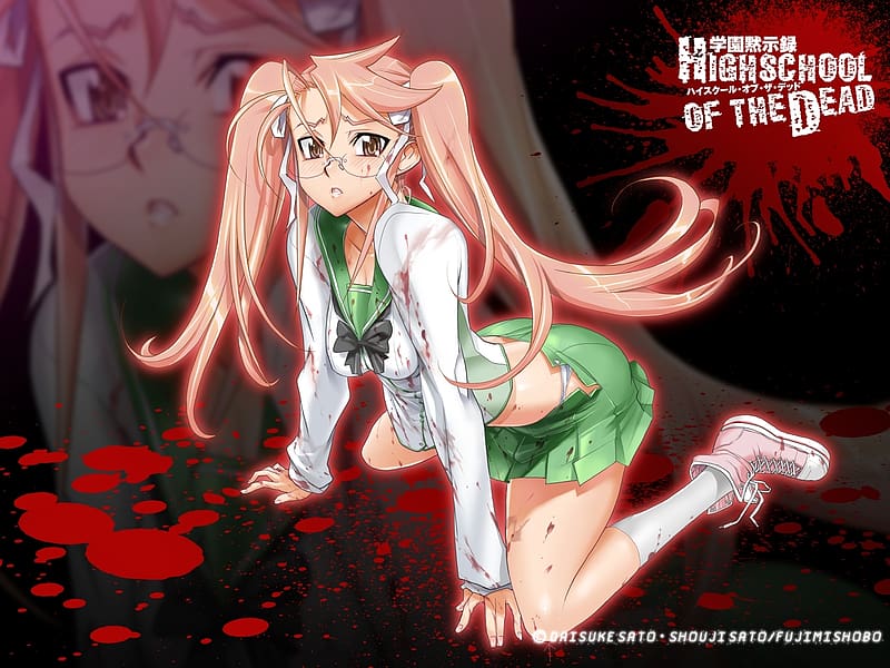 Athah Anime Highschool Of The Dead Shizuka Marikawa Alice Maresato Saya  Takagi Rei Miyamoto Saeko Busujima Weapon Blonde Pink Hair Purple Hair  Girls & Guns 13*19 inches Wall Poster Matte Finish Paper