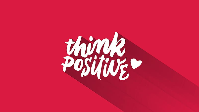 Think Positive, shadow, typography, pink, quote, HD wallpaper