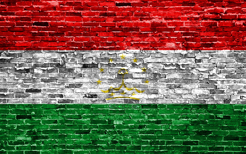 Tajik flag, bricks texture, Asia, national symbols, Flag of Tajikistan, brickwall, Tajikistan 3D flag, Asian countries, Tajikistan, HD wallpaper