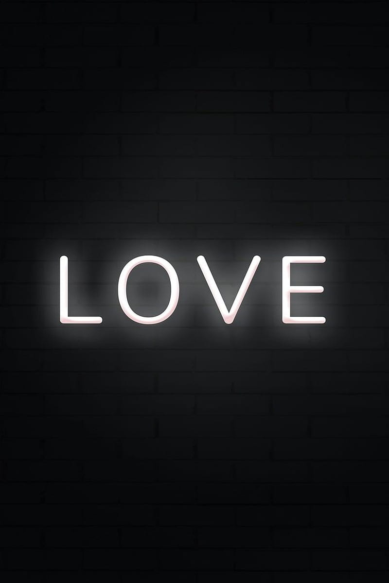 Glowing LOVE neon typography on a black background. by / Hein. Neon typography, Black and white wall, Neon, HD phone wallpaper
