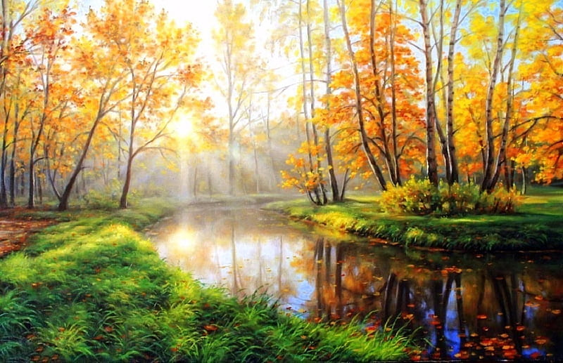 Light of Fall, colorful, fall, autumn, canal, love four seasons ...