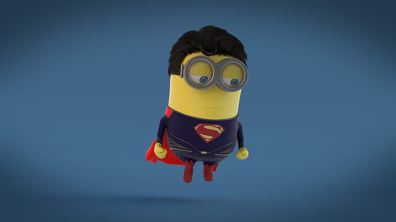 Bob the Minion With Superman Costume In Blue Background Minions, HD wallpaper