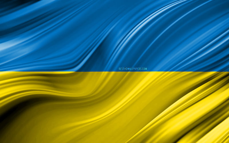 Ukrainian flag, European countries, 3D waves, Flag of Ukraine, national symbols, Ukraine 3D flag, art, Europe, Ukraine, HD wallpaper