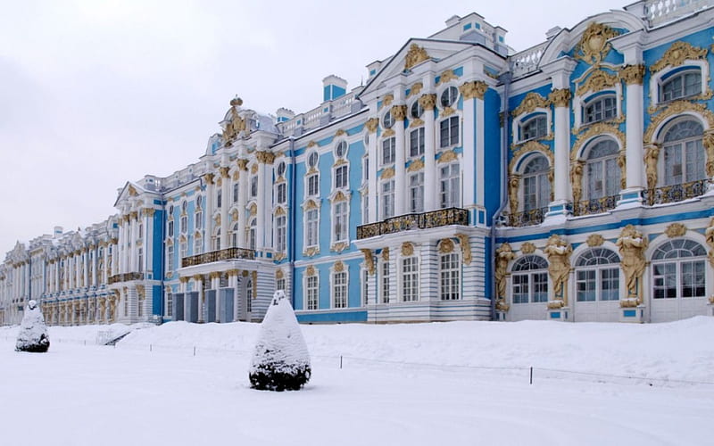 Winter Palace in December, architecture, palaces, pretty, st petersburg, holidays, christmas, December, charm, bonito, winter, cold, icy, russia, snow, beauty, white, HD wallpaper