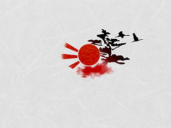 HD wallpaper a piece of japan cloud flight red sun abstract rising sun tree japan cranes red cloud thumbnail