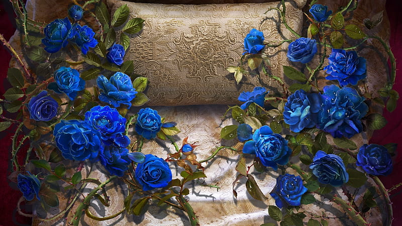 Rosas azules, fantasía, luminos, elena lagutina, bella durmiente, flor, rosa  azul, Fondo de pantalla HD | Peakpx