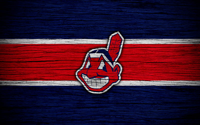 Cleveland Indians MLB, baseball, USA, Major League Baseball, wooden texture, art, baseball club, HD wallpaper
