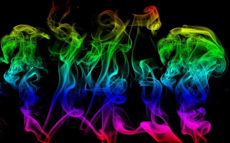 SMOKIN' HOT, Yellow, Black, Red, Smoke, Colourful, Other, Pink, Green, Abstract, Blue, HD wallpaper