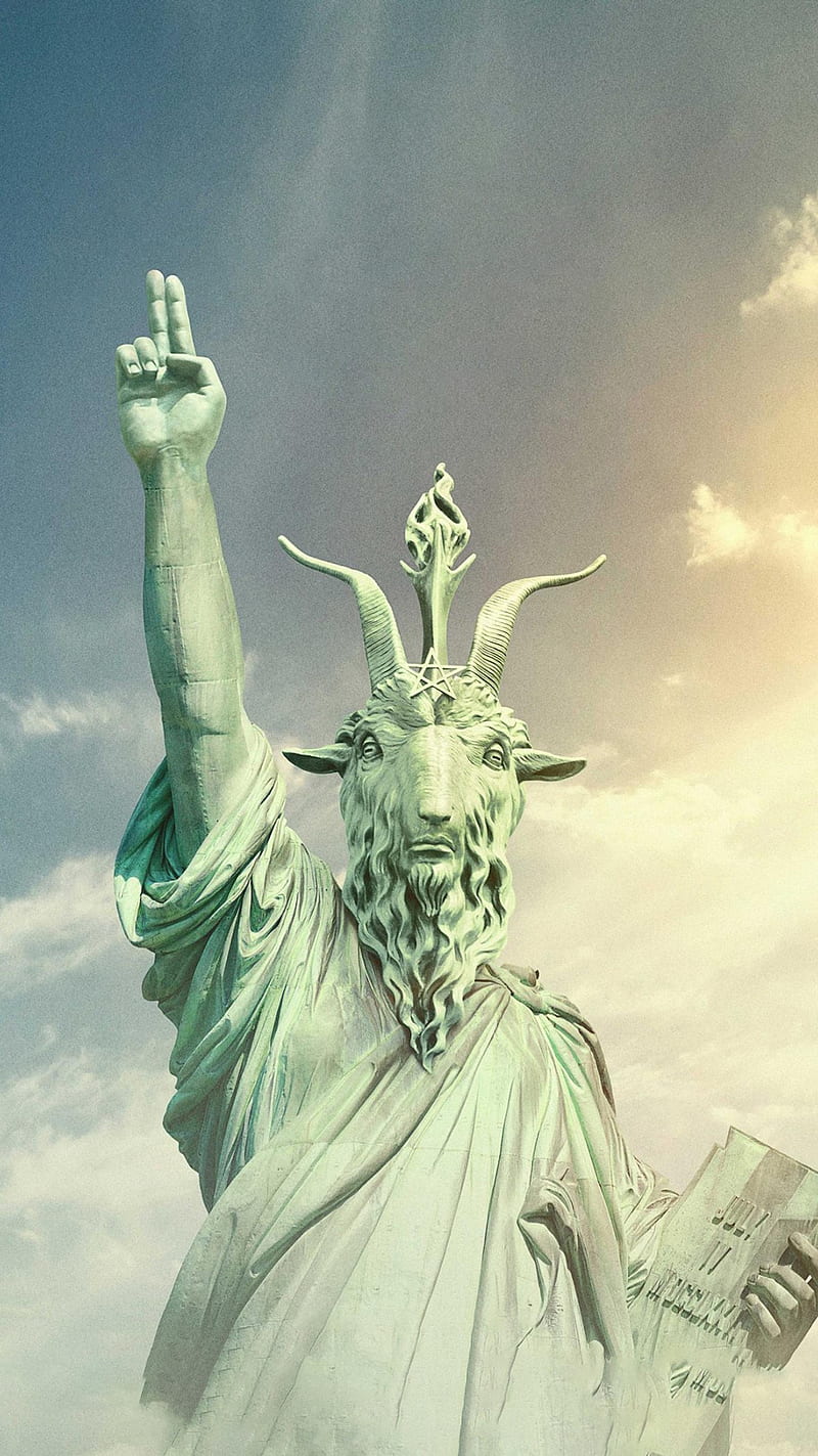 Baphomet Liberty, humor, satanic, HD phone wallpaper