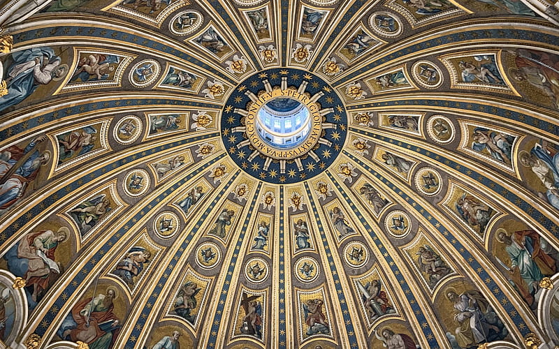 Dome in St. Peter's Basilica, Rome, dome, Vatican, Rome, basilica, HD wallpaper