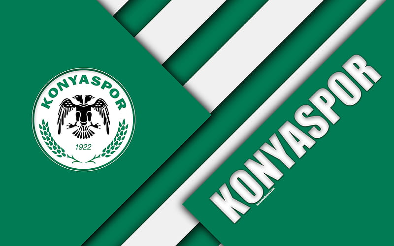 Konyaspor FC, emblem material design, logo, Turkish football club, green white abstraction, Turkish Super League, Konya, Turkey, Süper Lig, HD wallpaper