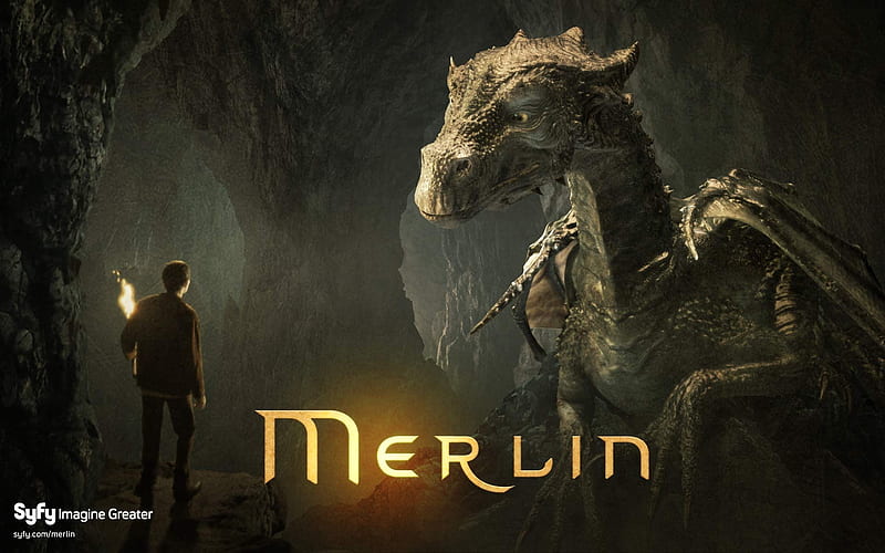dragon-Merlin-American TV series, HD wallpaper