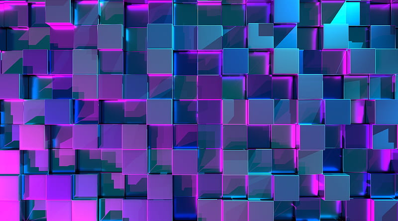 Blue Cubes, Purple Light Background Ultra, Artistic, 3D, Blue, Purple, Abstract, Cubes, HD wallpaper