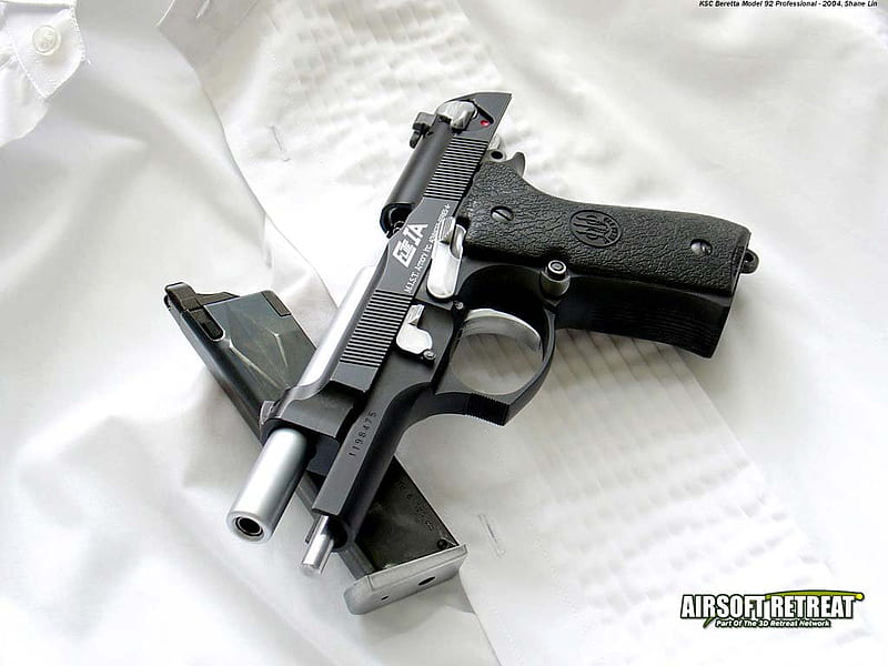 Pistol M9 Pro, pistol, handgun, weapon, white, HD wallpaper