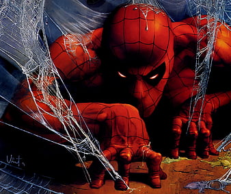 Spiderman, red, web, HD wallpaper | Peakpx