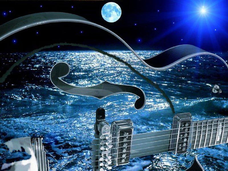 moon song, gibson, universe, guitar, fender strat, HD wallpaper