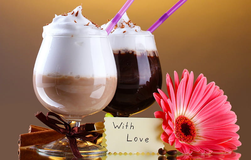 Latte Coffee With Cream, Latte, Coffee, Flower, Cream, HD wallpaper