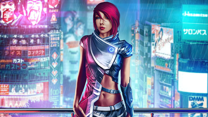 Cyberpunk Girl Suit , cyberpunk, artist, artwork, digital-art, artstation, HD wallpaper