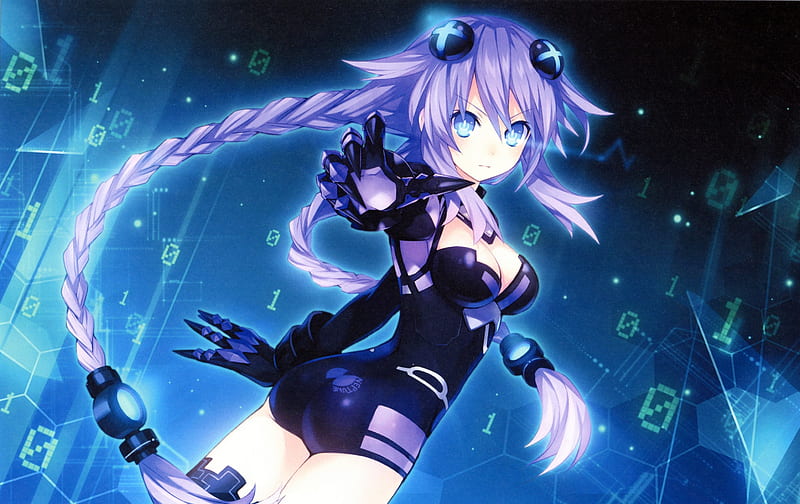 Purple Heart, sci-fi, purple, girl, space, anime, long hair, HD wallpaper