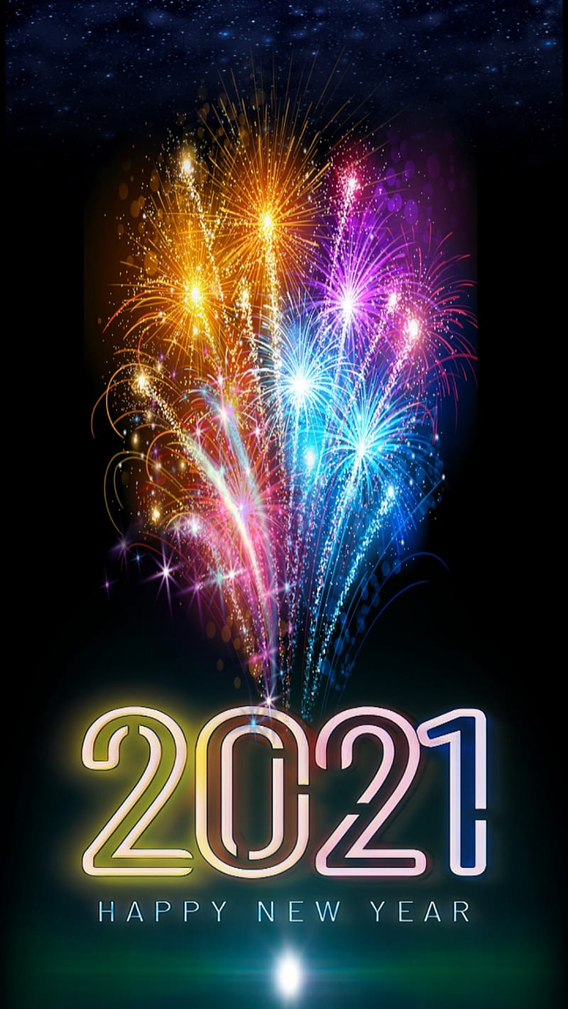 Happy New Year 2021 , christmas lights, fireworks rainbows, themes, HD phone wallpaper