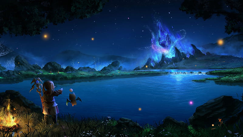 Final Fantasy XIV Lake And Sky With Stars Final Fantasy XIV Games, HD wallpaper
