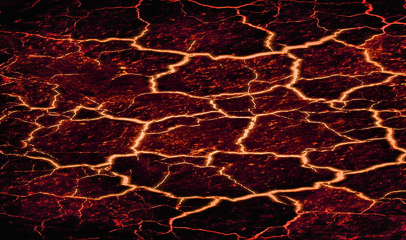 Lava, volcano, fire, cracked, lava river, lava flow, abstract, colorful, HD wallpaper