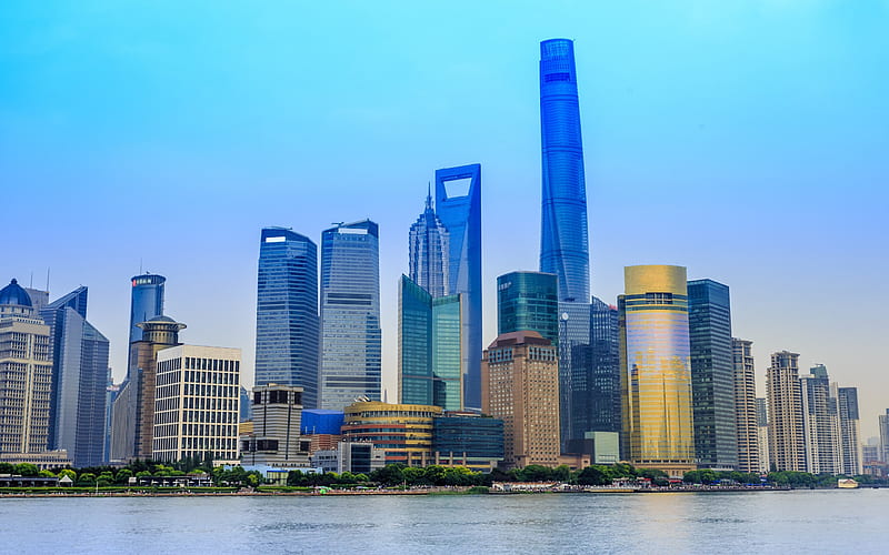 Shanghai, China, skyscrapers, cityscape, modern architecture, business center, Shanghai World Financial Center, HD wallpaper