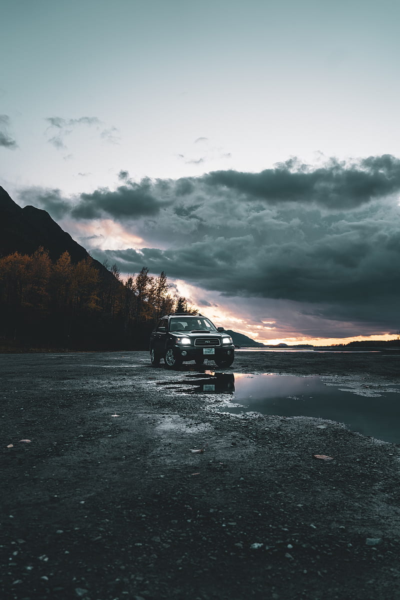 car, suv, black, off-road, nature, dusk, HD phone wallpaper