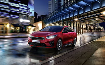 Kia ProCeed GT-Line, 2019 exterior, front view, new red ProCeed, Korean cars, Kia, HD wallpaper