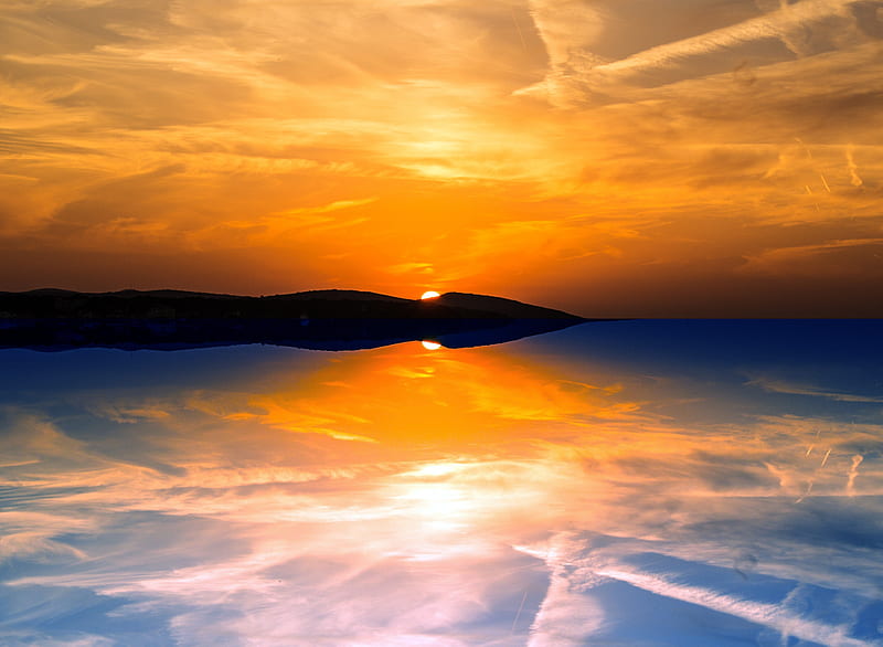 Dreamy Sunset Reflection Sea Clouds, sunset, reflection, sea, clouds, nature, HD wallpaper