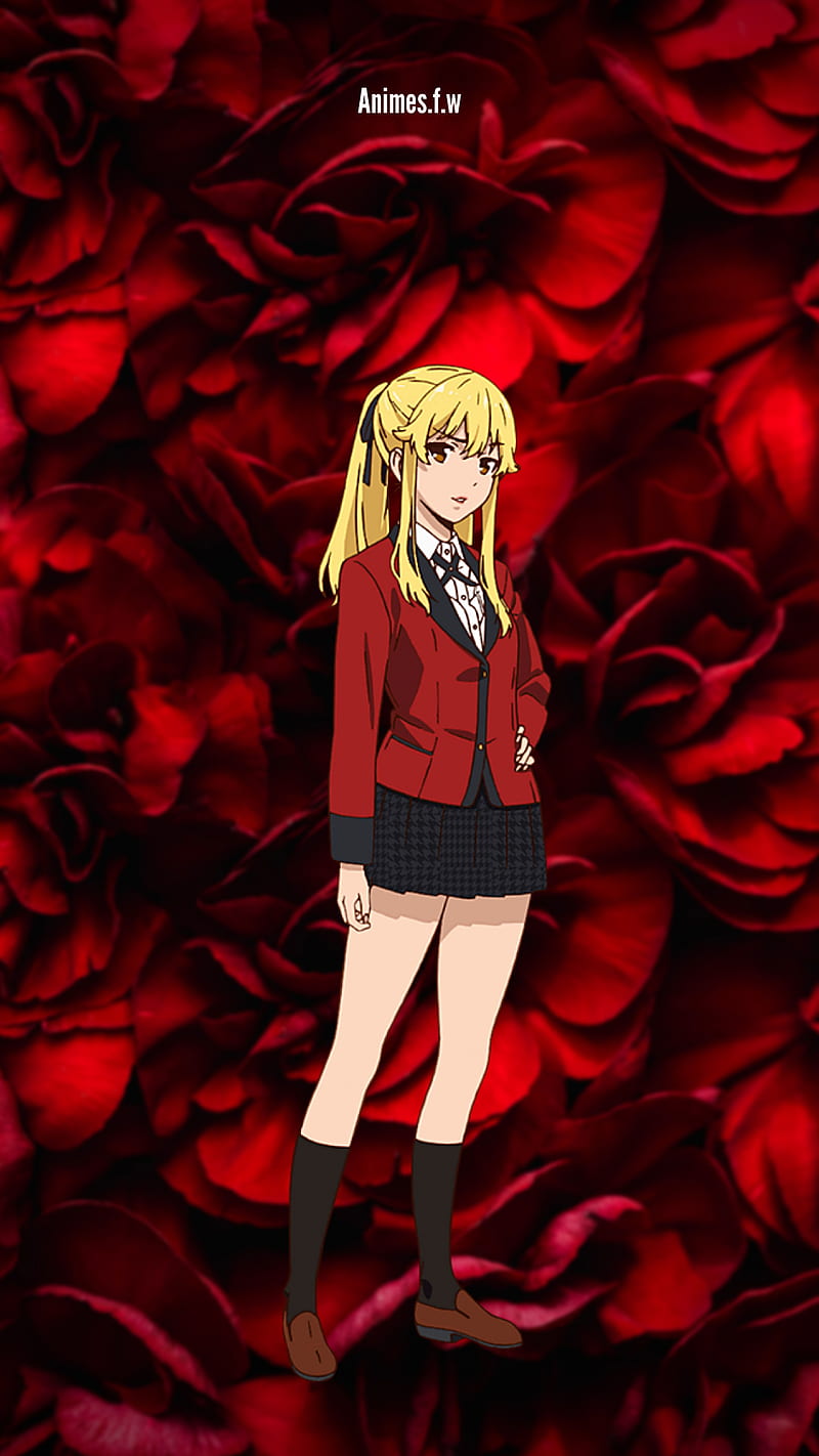 Mary Saotome, animesfw, kakegurui, red, rosas, vermelho, HD phone wallpaper
