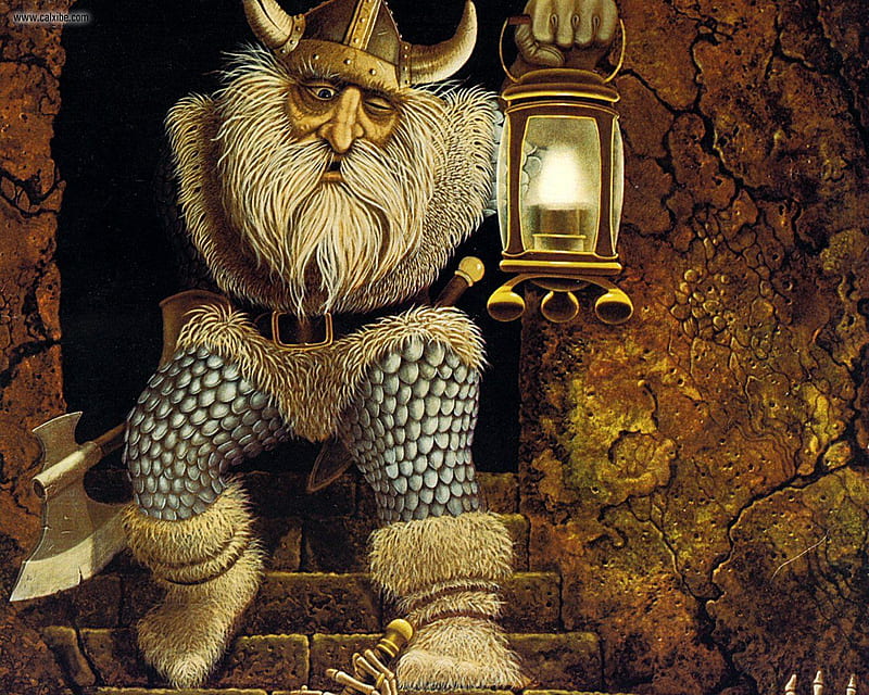 what's down here ?, lamp, helmet, boots, chainmail, dwarf, axe, HD wallpaper