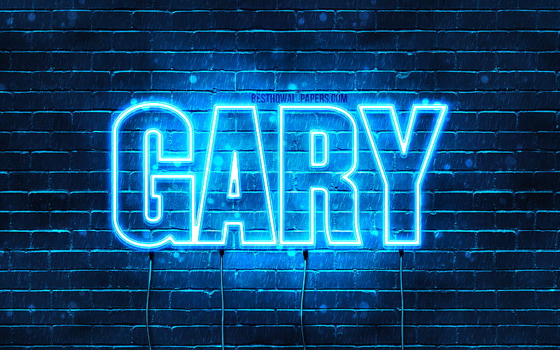 Gary with names, horizontal text, Gary name, blue neon lights, with Gary name, HD wallpaper
