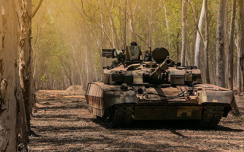 Ukrainian battle tank, T-84, Ukrainian Armed Forces, tank, modern armored vehicles, Ukraine, forest, HD wallpaper