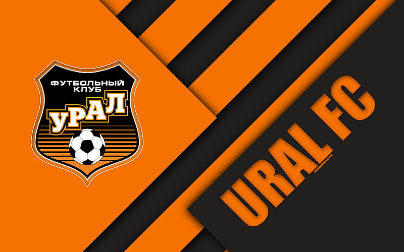 Ural FC material design, orange black abstraction, logo, Russian football club, Ekaterinburg, Russia, football, Russian Premier League, HD wallpaper