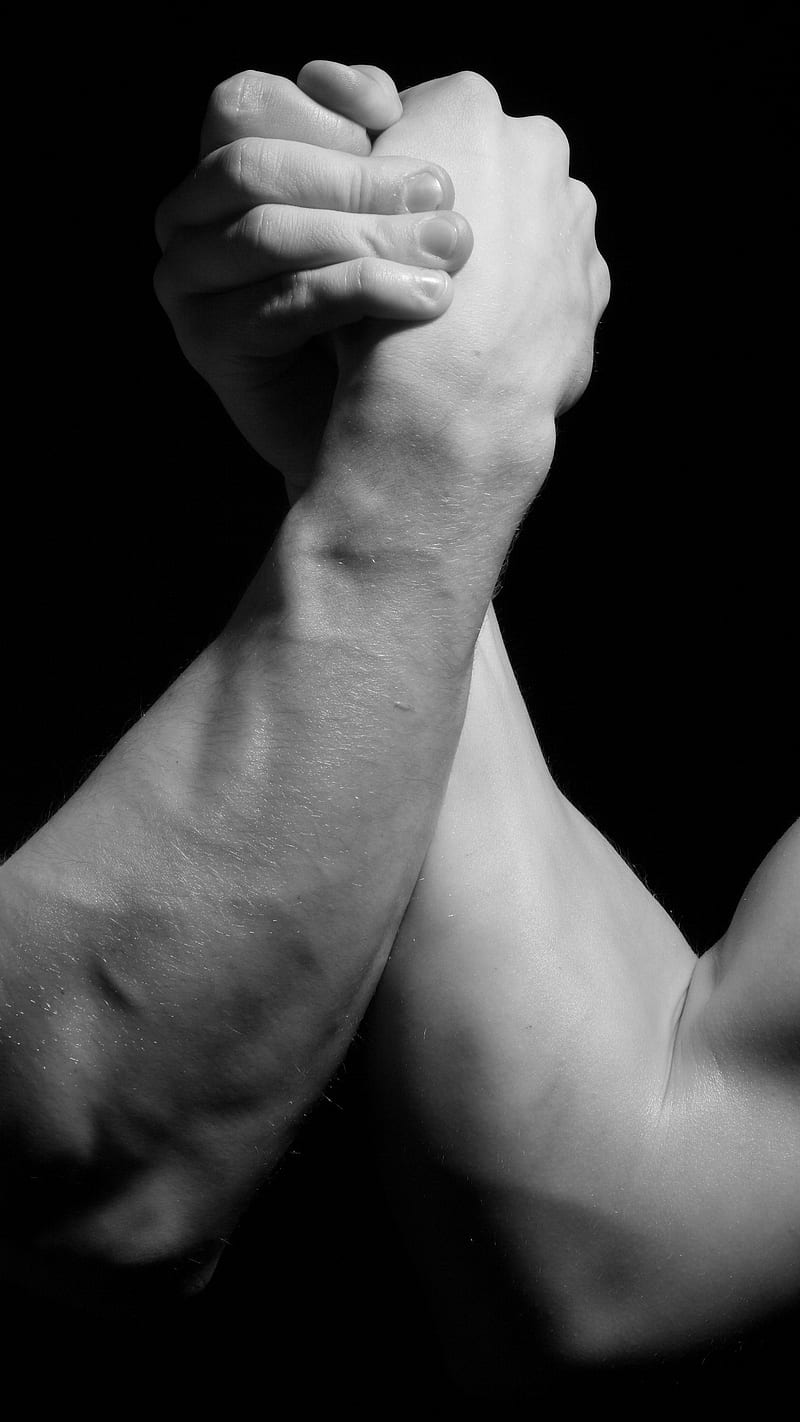 Arm wrestling , hands, men, arm wrestling, black & white, HD phone wallpaper