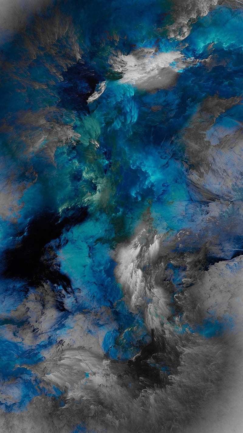 Blue-Black Abstract, art, beauty, black, blue, clouds, colours, HD phone wallpaper