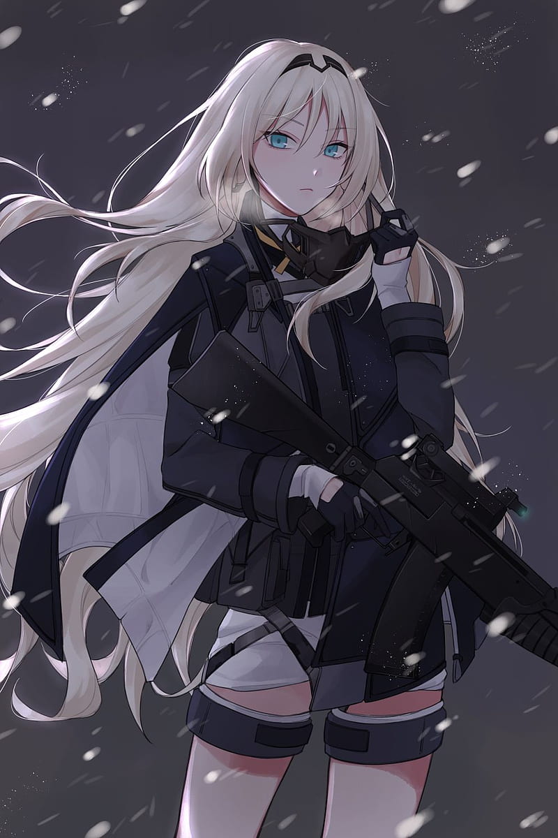 Girl With Weapon An 94 Long Hair White Hair Snowing Anime Girls With Guns Hd Phone Wallpaper Peakpx