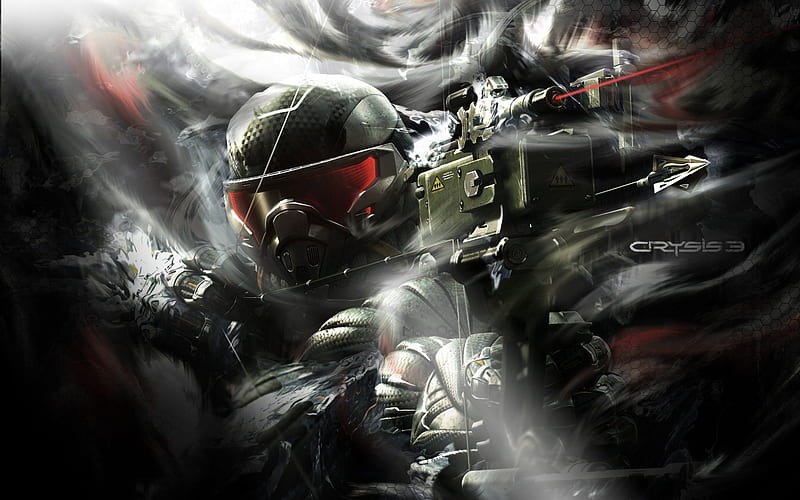 Crysis Cyber Warrior, fantasy, gun, nano suit, crysis, game, HD wallpaper