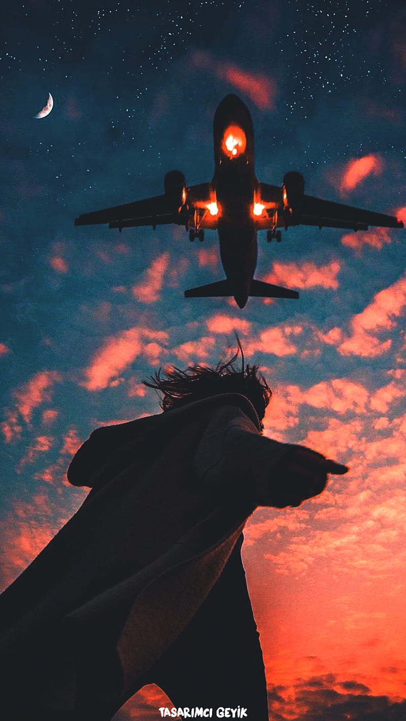 Airplane , aircraft, , seal, sky, sunset, turkey, ucak , us, HD phone wallpaper