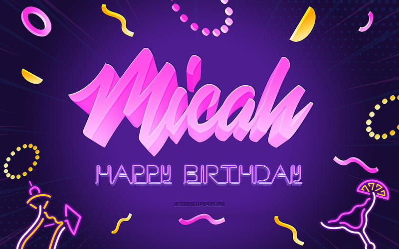 Happy Birtay Micah, Purple Party Background, Micah, creative art, Happy Micah birtay, Micah name, Micah Birtay, Birtay Party Background, HD wallpaper