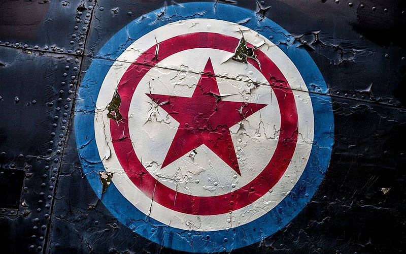 Captain America, emblem, logo, iron texture, superhero, HD wallpaper
