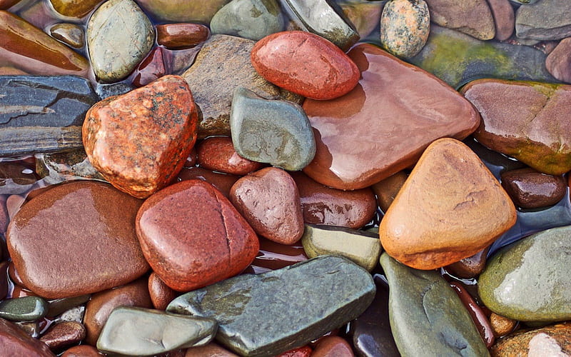 Stones in a Pile, shapes, rocks, orange, rose, stones, earthy, green, gris, white, HD wallpaper