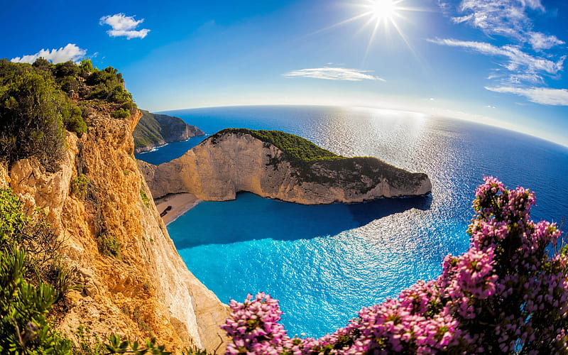 Zakynthos, summer, bay, paradise, sea, cliffs, Greece, Zakynthos Island, Europe, HD wallpaper