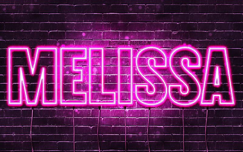 Melissa with names, female names, Melissa name, purple neon lights, horizontal text, with Melissa name, HD wallpaper