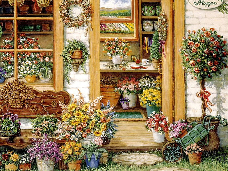 Char\'s Flower Shoppe, wreaths, art, topiary, flowers, store, shoppe, HD wallpaper