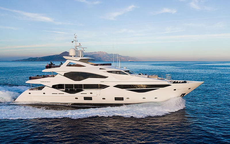 luxury white yacht, sea, Mediterranean Sea, Italy, yachts, seascape, waves, HD wallpaper