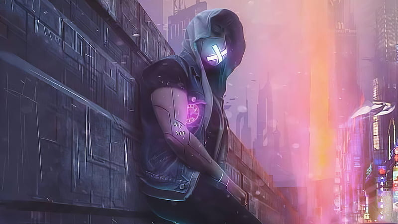 Cyberpunk Mask Boy , cyberpunk, mask, artist, artwork, digital-art, HD wallpaper