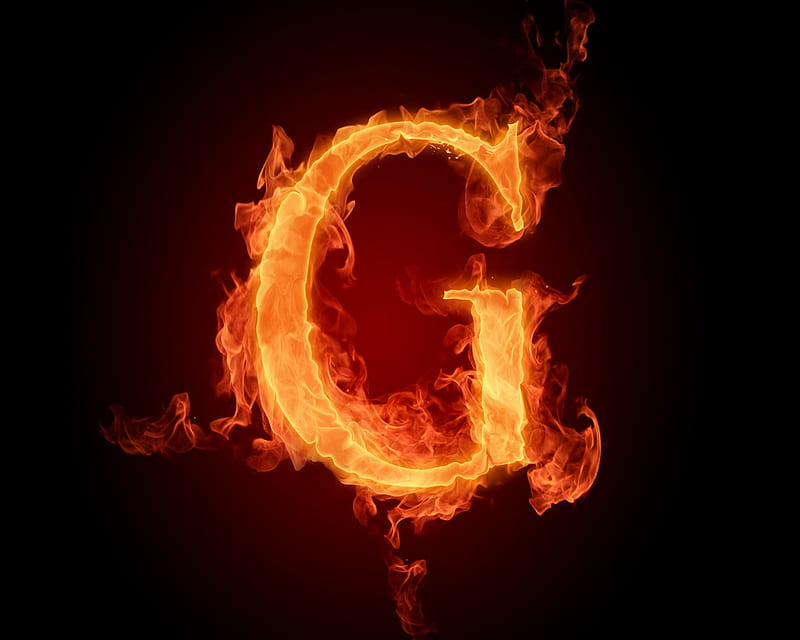 Alphabet G, abstract, fire, flame, galaxy letter, note, sign, word, HD wallpaper
