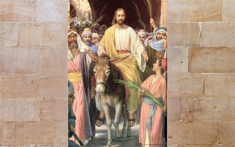 Entry of Jesus into Jerusalem, entry, people, Jesus, Passion Week, disciples, Jerusalem, HD wallpaper